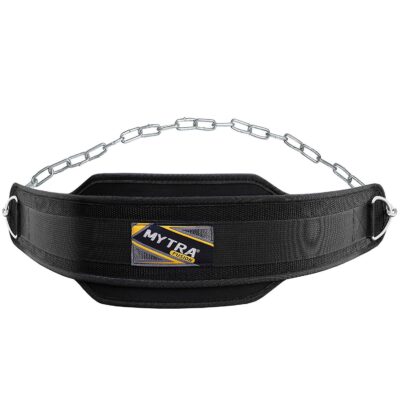 Full Black Neoprene Dip Belt, Soft Fitness Dipping Belt by Mytra Fusion