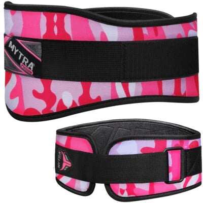 pink camouflage weight lifting belt by Mytra Fusion