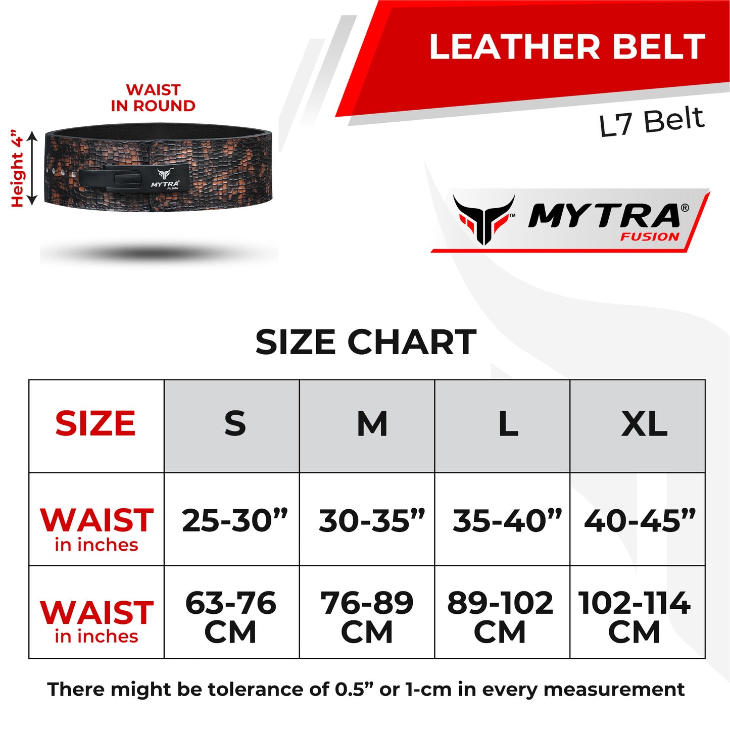 Mytra Fusion L7 Powerlifting Gym Belt Croco Genuine Leather